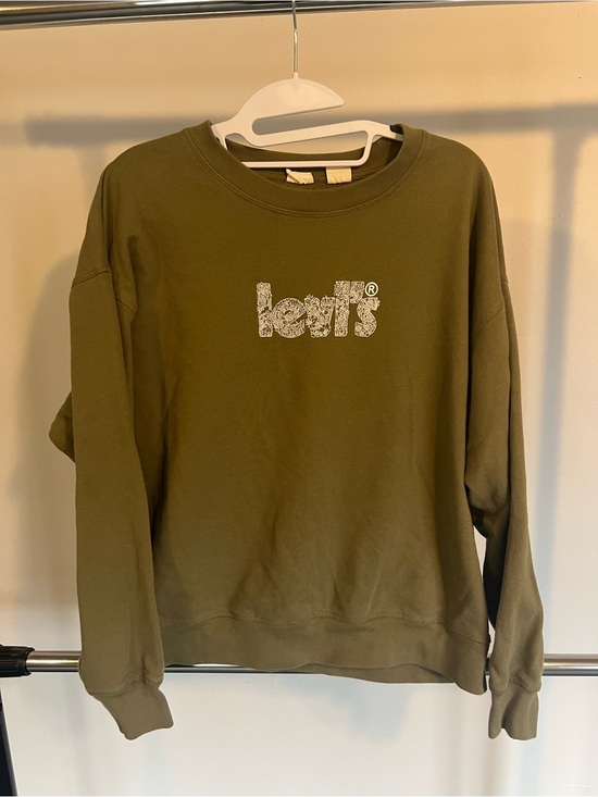 Levi's Tops - Levi's Olive Crewneck Sweatshirt with Subtle Floral Logo